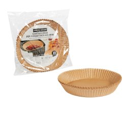Vaschette cartaforno per friggitrice ad aria - in busta - diametro 20 cm - altezza 4,5 cm - avana - Perfetto Kitchen - conf. 25 pezz i