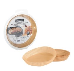Vaschette cartaforno per friggitrice ad aria - in astuccio - diametro 20 cm - altezza 4,5 cm - avana - Perfetto Kitchen - conf. 50 p ezzi