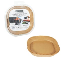 Vaschette cartaforno per friggitrice ad aria - in astuccio - 20 x 20 x 4,5 cm - avana - Perfetto Kitchen - conf. 50 pezzi