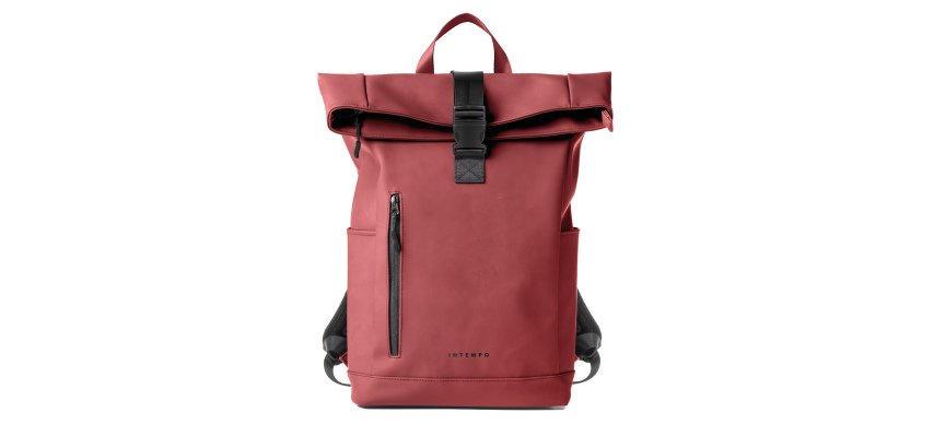 Zaino Roll-top Drop2Go - 30 x 42 x 14 cm - gomma - bordeaux - In Tempo
