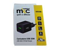 Caricatore USB -  20W -  1 USB-C + 1 USB-A - Nero - MKC Melchioni