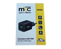 Caricatore USB -  45W -  1 USB-C + 1 USB-A - Nero - MKC Melchioni