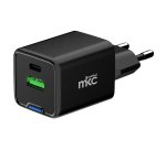Caricatore USB -  45W -  1 USB-C + 1 USB-A - Nero - MKC Melchioni