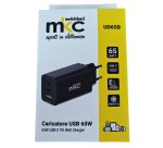 Caricatore USB -  65W -  2 USB-C + 1 USB-A - Nero - MKC Melchioni