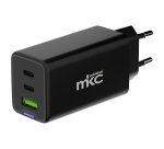 Caricatore USB -  65W -  2 USB-C + 1 USB-A - Nero - MKC Melchioni