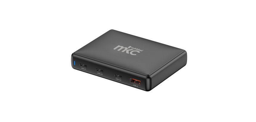 Caricatore USB -  140W -  3 USB-C + 1 USB-A - Nero -MKC Melchioni