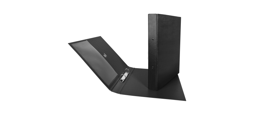 Raccoglitore Stelvio - 22 x 30 cm - 2 anelli a R 25 mm - dorso 3 cm - nero - Sei Rota
