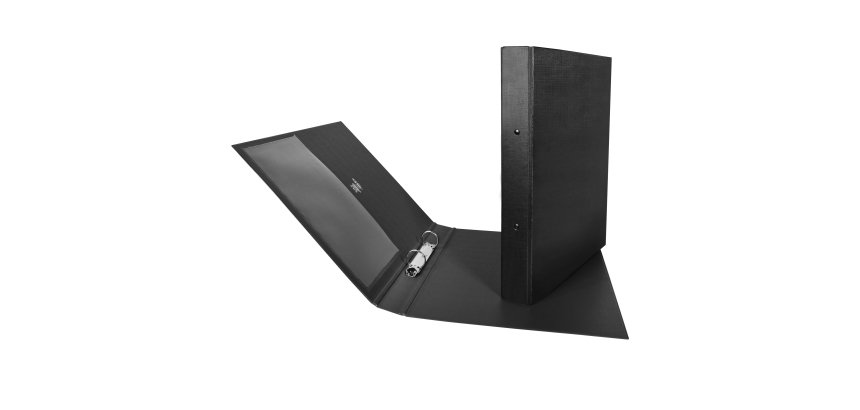 Raccoglitore Stelvio - 22 x 30 cm - 2 anelli a R 25 mm - dorso 3 cm - nero - Sei Rota