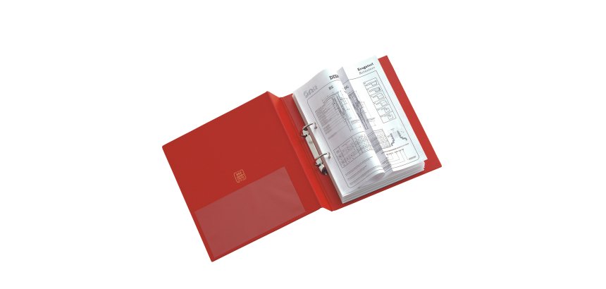 Raccoglitore Stelvio - 22 x 30 cm - 2 anelli a D 40 mm - dorso 5,5 cm - rosso - Sei Rota
