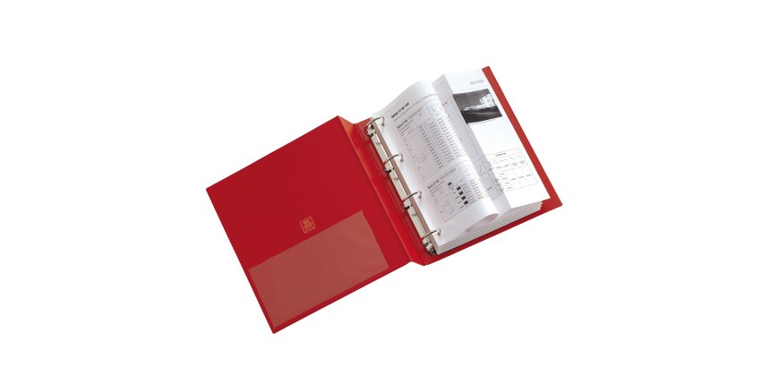 Raccoglitore Stelvio - 22 x 30 cm - 4 anelli tondi 40 mm - dorso 5,5 cm - rosso - Sei Rota