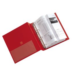 Raccoglitore Stelvio - 22 x 30 cm - 4 anelli a Q 65 mm - dorso 9 cm - rosso - Sei Rota