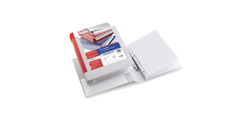 Raccoglitore personalizzabile Stelvio TI - 22 x 30 cm - 2 anelli a D 40 mm - dorso 5,5 cm - bianco - Sei Rota