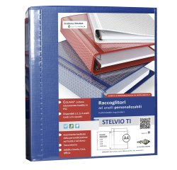 Raccoglitore personalizzabile Stelvio TI - 4 anelli a D 25 mm - dorso 4 cm - 22 x 30 cm - blu - Sei Rota