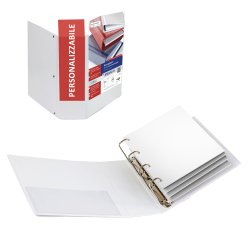 Raccoglitore personalizzabile Stelvio TI - 4 anelli quadri 65 mm - dorso 9 cm - 22 x 30 cm - bianco - Sei Rota