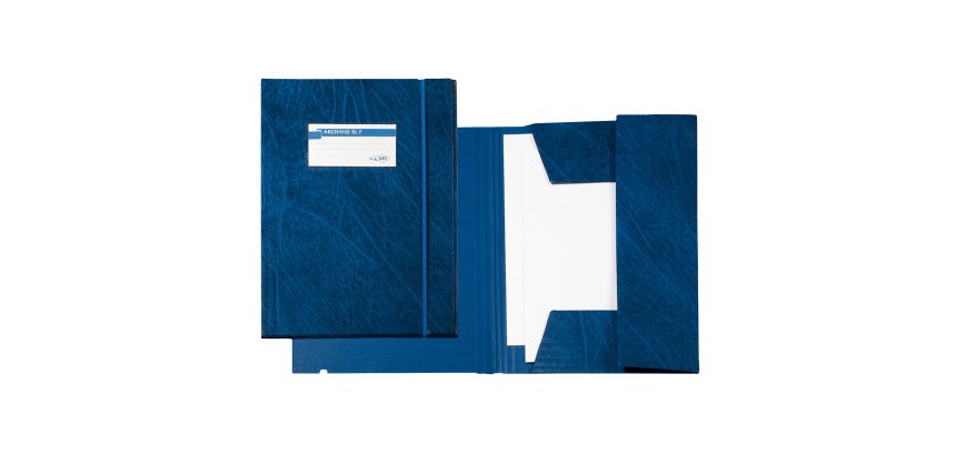 Cartella 3 lembi con elastico F - 25 x 35 cm - dorso 3 cm - Colpan - blu - Sei Rota