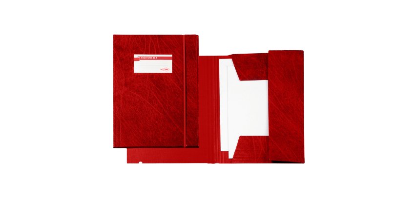 Cartella 3 lembi con elastico F - 25 x 35 cm - dorso 3 cm - Colpan - rosso - Sei Rota