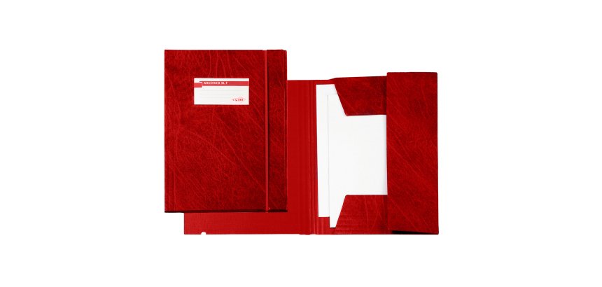 Cartella 3 lembi con elastico F - 25 x 35 cm - dorso 3 cm - Colpan - rosso - Sei Rota