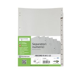 Separatore numerico 1/12 Record R - PPL - 21 x 29.7 cm - A4 - Sei Rota