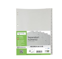 Separatore numerico 1/31 Record R - PPL - 21 x 29,7 cm - A4 - grigio - Sei Rota