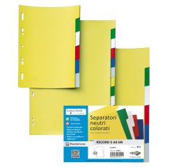 Separatore Record S - 6 tasti - PP - 21 x 29,7 cm - A4 - multicolore - Sei Rota
