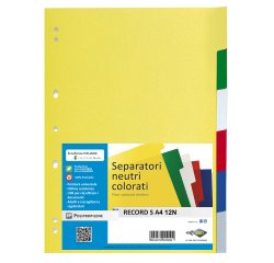 Separatore Record S - 12 tasti - PP - 21 x 29,7 cm - A4 - multicolore - Sei Rota