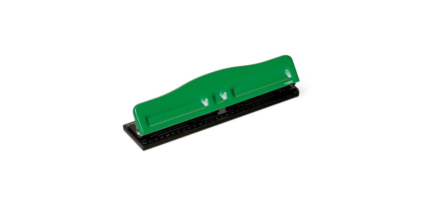 Perforatore 840 - max 8 fogli - 4 fori regolabili - passo 6/8 cm - verde - Lebez
