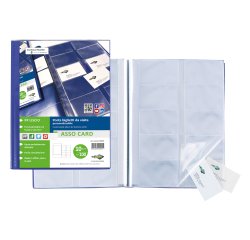 Porta biglietti da visita Asso Card - 21 x 29,7 cm - 10 buste con 10 tasche ciascuna - blu - Sei Rota