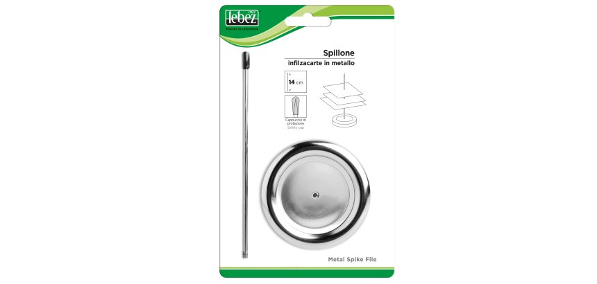 Spillone infilzacarte - con cappuccio - metallo - Lebez
