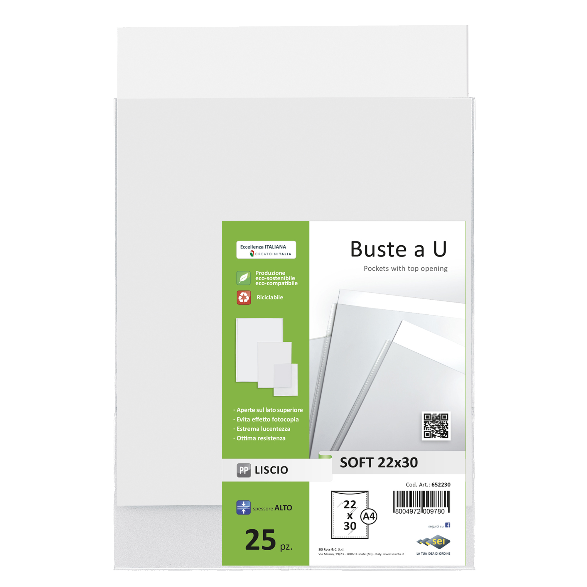 Buste a perforazione universale Bruneau 22 x 30 cm lisce spessore alto  confezione da 25 buste su