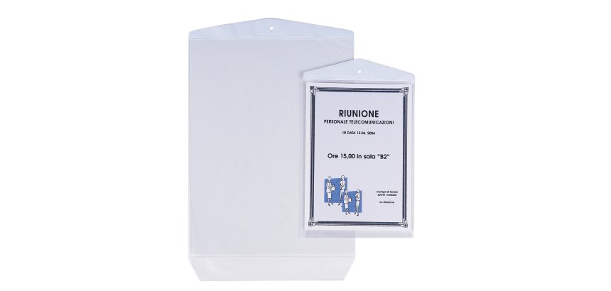 Buste Porta Avvisi Appendicartello - PVC - 23 x 33 cm - trasparente - Sei Rota - conf. 10 pezzi