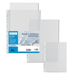 Buste forate Ercole - PVC liscio - 23 x 33 cm - trasparente - Sei Rota - conf. 25 pezzi