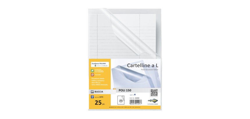 Cartellina a L Poli 150 - A4 - PP - buccia pesante - Sei Rota - conf. 25 pezzi