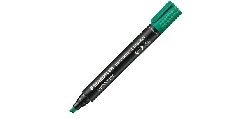 Marcatore Lumocolor Permanent 350 - punta a scalpello - tratto da 2 - 5 mm - verde - Staedtler