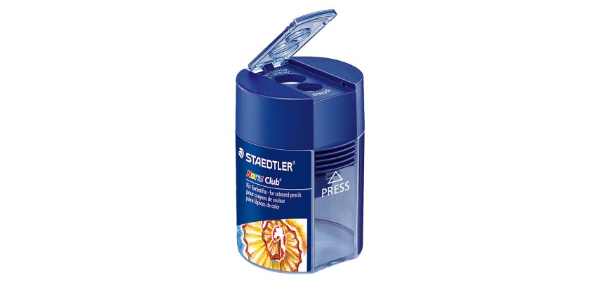 Temperamatite Noris - con contenitore - 2 fori - foro Ø 8,2 - 10,2 mm - blu - Staedtler