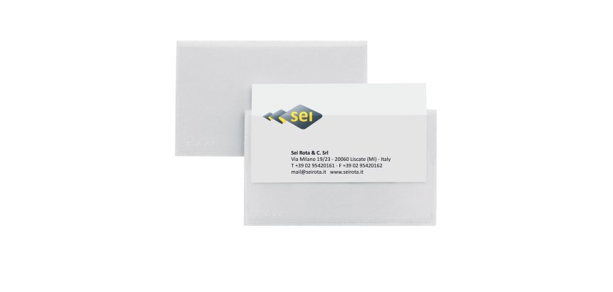 Portabiglietti da visita Eticard T -  autoadesivi - PVC - 5,5 x 9 cm - trasparente - Sei Rota - conf. 10 pezzi