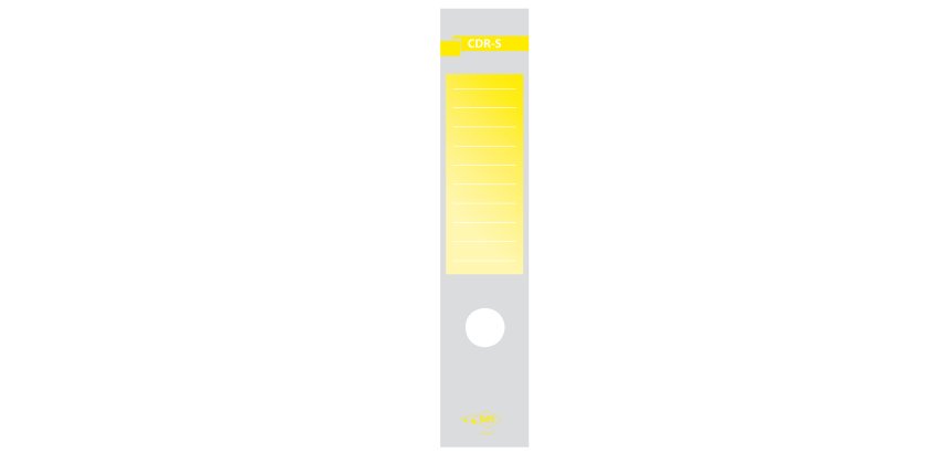 Copridorso CDR S - carta autoadesiva - 7 x 34,5 cm - giallo - Sei Rota - conf. 10 pezzi