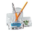 Portacancelleria con portapenne - acrilico - 15 x 10 x 9 cm - trasparente - Lebez