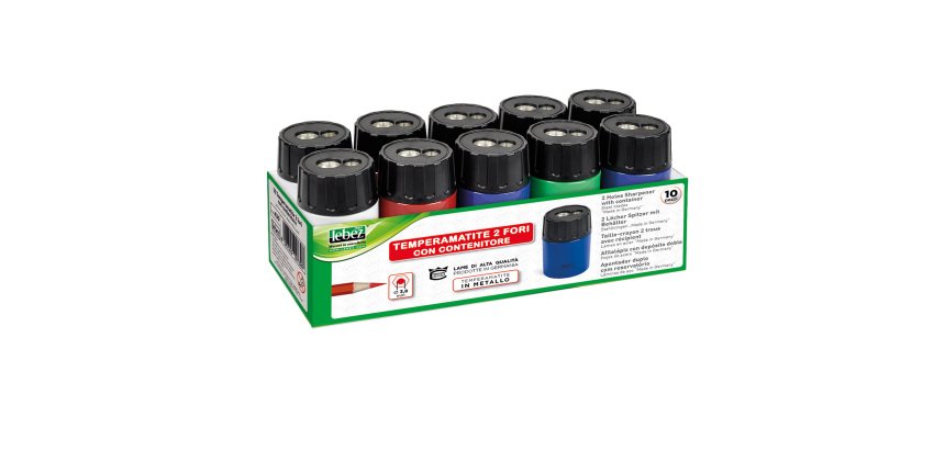 Temperamatite - 2 fori - con contenitore - Lebez