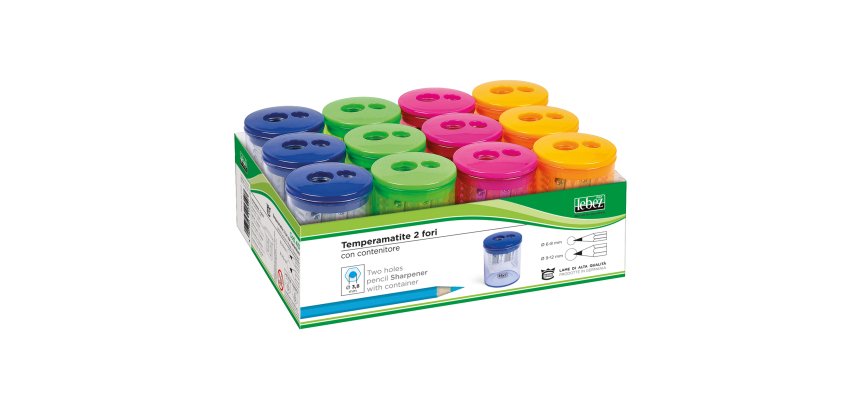 Temperamatite - 2 fori - con contenitore - Lebez