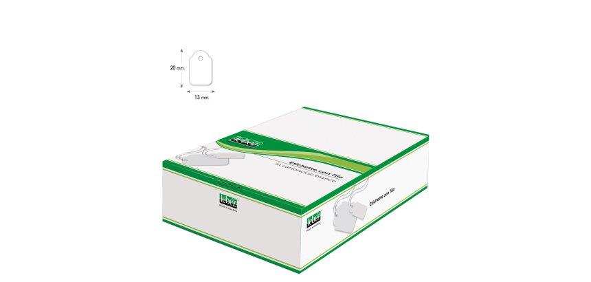 Etichette con filo A387 - 13 x 20 mm - bianco - Lebez - conf. 1000 pezzi