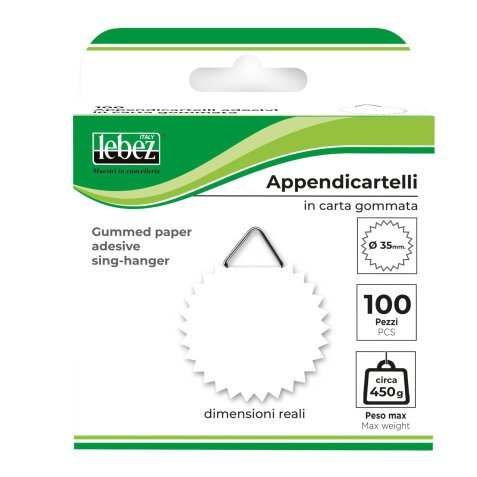 Appendicartelli adesivi - 3,5 cm - carta gommata - bianco - Lebez - conf. 100 pezzi