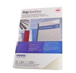 Copertine PolyClear View - A4 - 300 micron - PPL - neutro trasparente opaco - GBC - conf. 100 pezzi