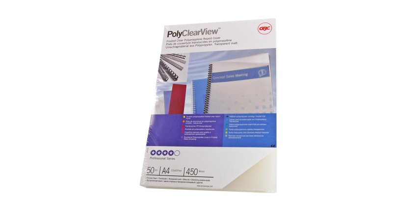 Copertine PolyClear View - A4 - 300 micron - PPL - neutro trasparente opaco - GBC - conf. 100 pezzi