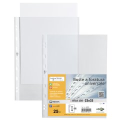 Buste forate Atla - pesante - buccia - 23 x 33 cm - trasparente - Sei Rota - conf. 25 pezzi