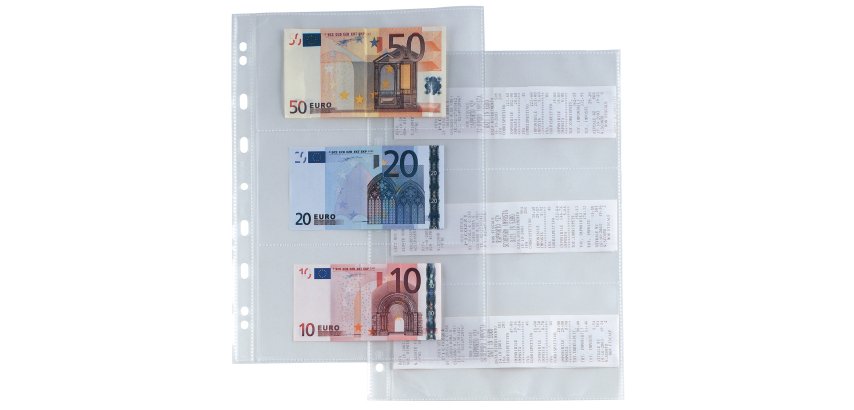 Buste forate Atla 6S - porta banconote/scontrini - 6 spazi - PP - 21 x 29,7 cm - liscio - Sei Rota - conf. 10 pezzi
