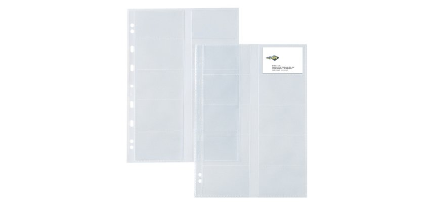 Buste forate Atla Card - porta biglietti da visita - 20 spazi - PPL - 21 x 29,7 cm - trasparente - Sei Rota - conf. 10 pezzi