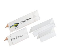 Portanome da tavolo Prisma - 15 x 5 cm - PVC trasparente - Sei Rota - conf. 10 pezzi