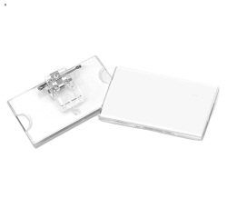 Portabadge con clip e spilla - 6,5 x 3 cm - Lebez