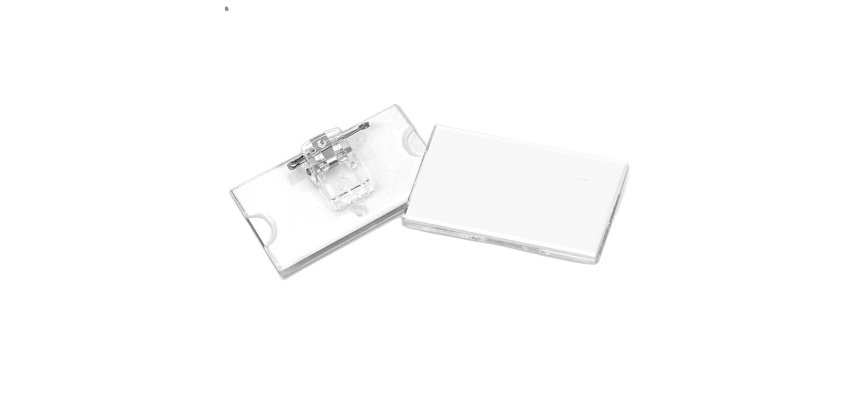 Portabadge con clip e spilla - 6,5 x 3 cm - Lebez