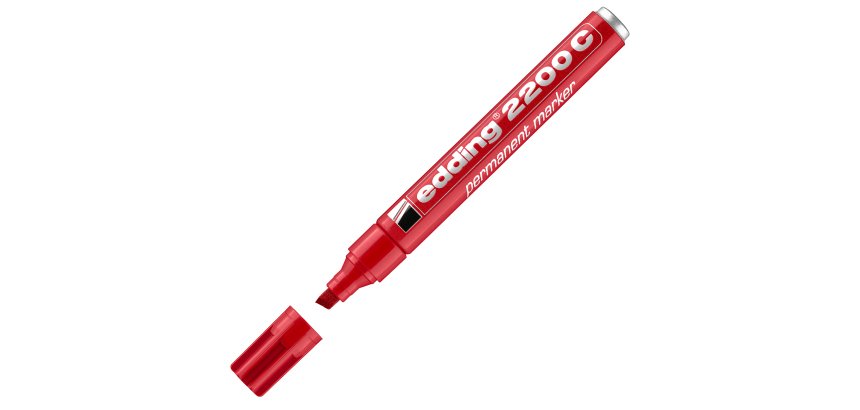 Marcatore permanente 2200C - punta a scalpello - da 1 a 5 mm - rosso  - Edding